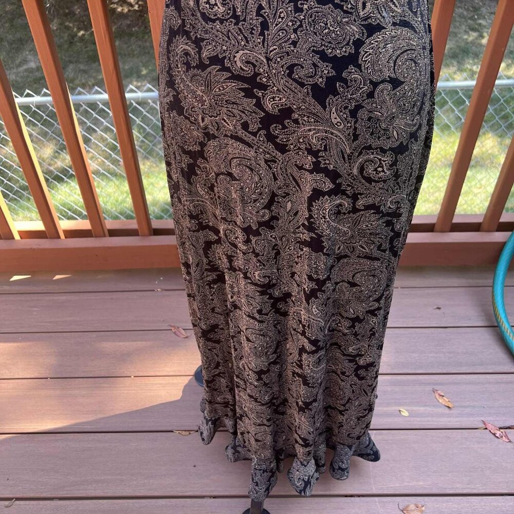 Vintage Susan Lawrence Paisley Skirt Black and Gold Size Small